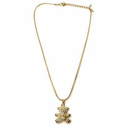 Teddy Design American Diamond Gold Plated Anti-Tarnish Necklace
