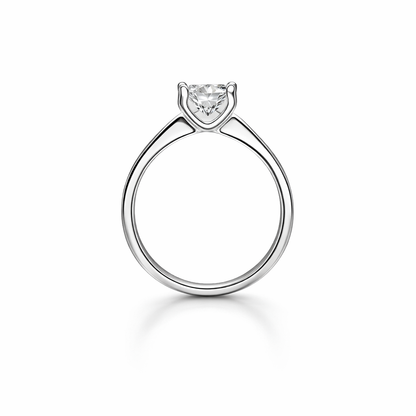 Solitaire Cubic Zirconia Ice Cut American Diamond Silver Plated Adjustable Ring