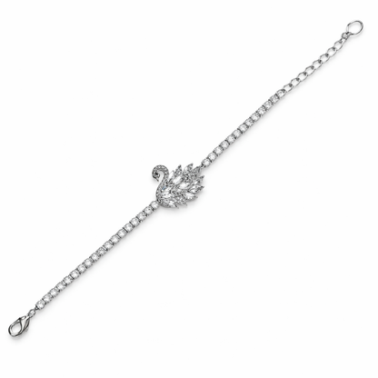 Solitaire Cubic Zirconia American Diamond Silver Plated Bracelet