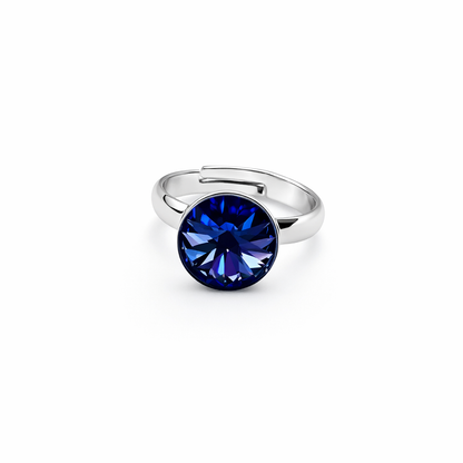 Purple Velvet Swarovski Crystal Silver Plated Adjustable Ring