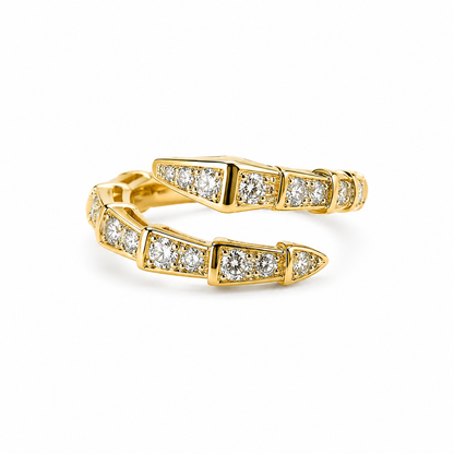 Snake Design American Diamond Gold Plated Adjustable Ring