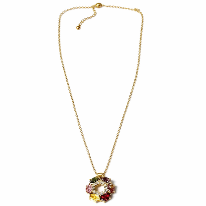 Multi-Color American Diamond Gold Plated Anti-Tarnish Necklace
