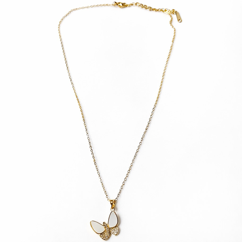 Butterfly Design American Diamond Gold Plated Anti-Tarnish Necklace