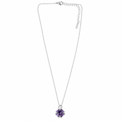 Purple Amethyst Cubic Zirconia American Diamond Silver Plated Stainless Steel Necklace