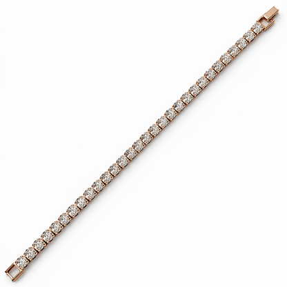 Solitaire Cubic Zirconia American Diamond Rose Gold Plated Tennis Bracelet