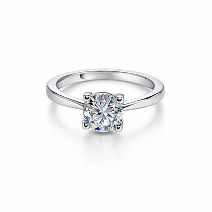 Solitaire Cubic Zirconia Ice Cut American Diamond Silver Plated Adjustable Ring
