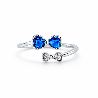 Blue Sapphire Cubic Zirconia American Diamond Silver Plated Adjustable Ring