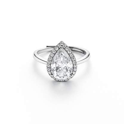 Solitaire Cubic Zirconia Ice Cut American Diamond Silver Plated Adjustable Ring