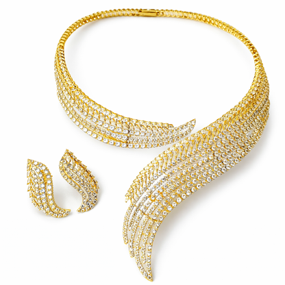 Solitaire Cubic Zirconia American Diamond Gold/Silver Plated Necklace Set