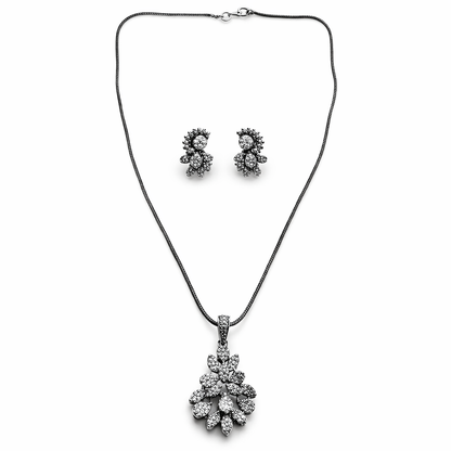 American Diamond Silver Plated Pendant Set