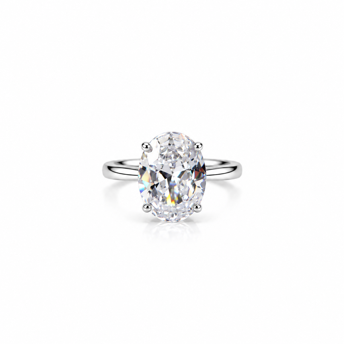 Solitaire Cubic Zirconia Ice Cut American Diamond Silver Plated Adjustable Ring
