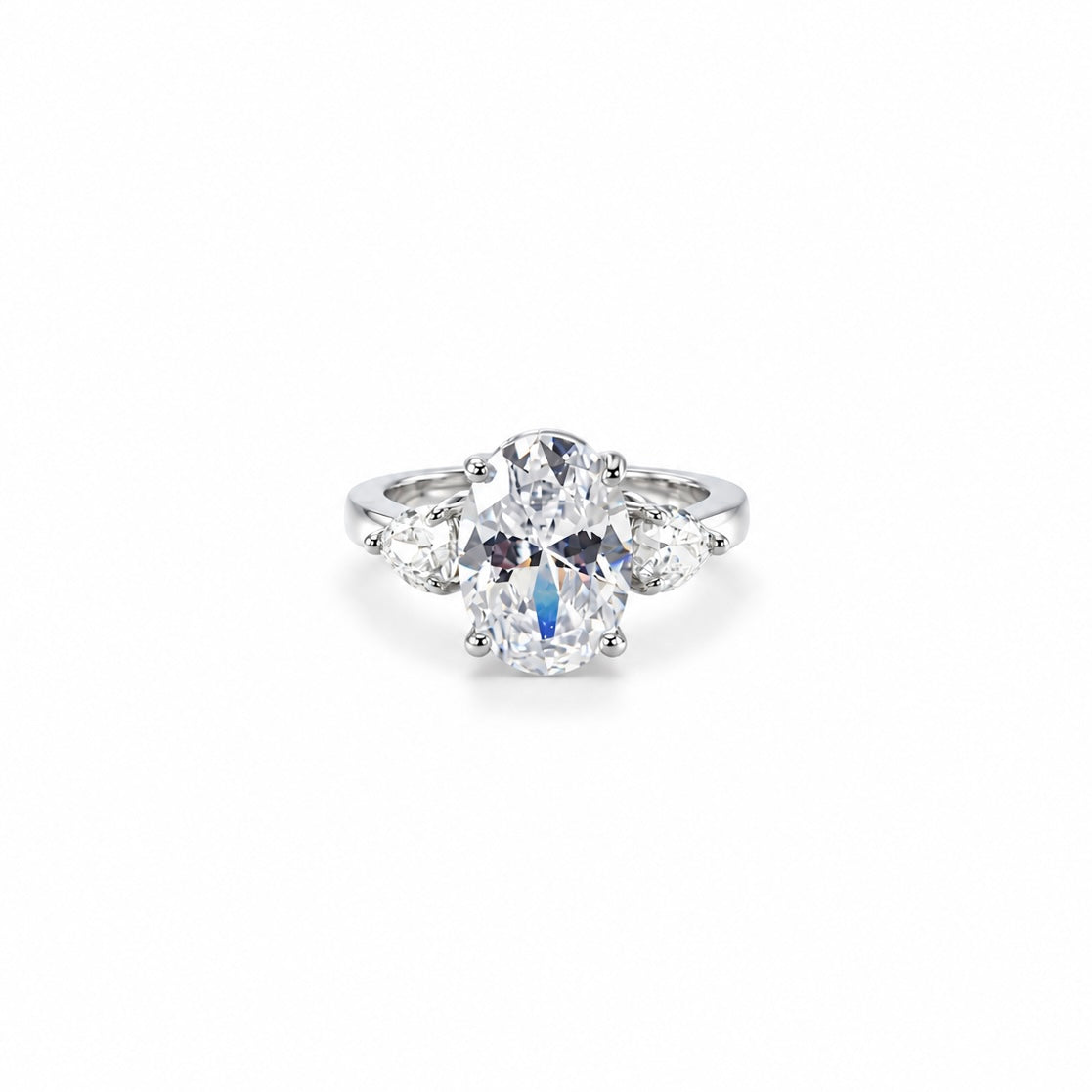 Solitaire Cubic Zirconia Ice Cut American Diamond Silver Plated Adjustable Ring