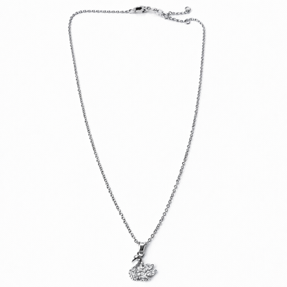 Swan Design American Diamond Silver Plated Anti-Tarnish Necklace