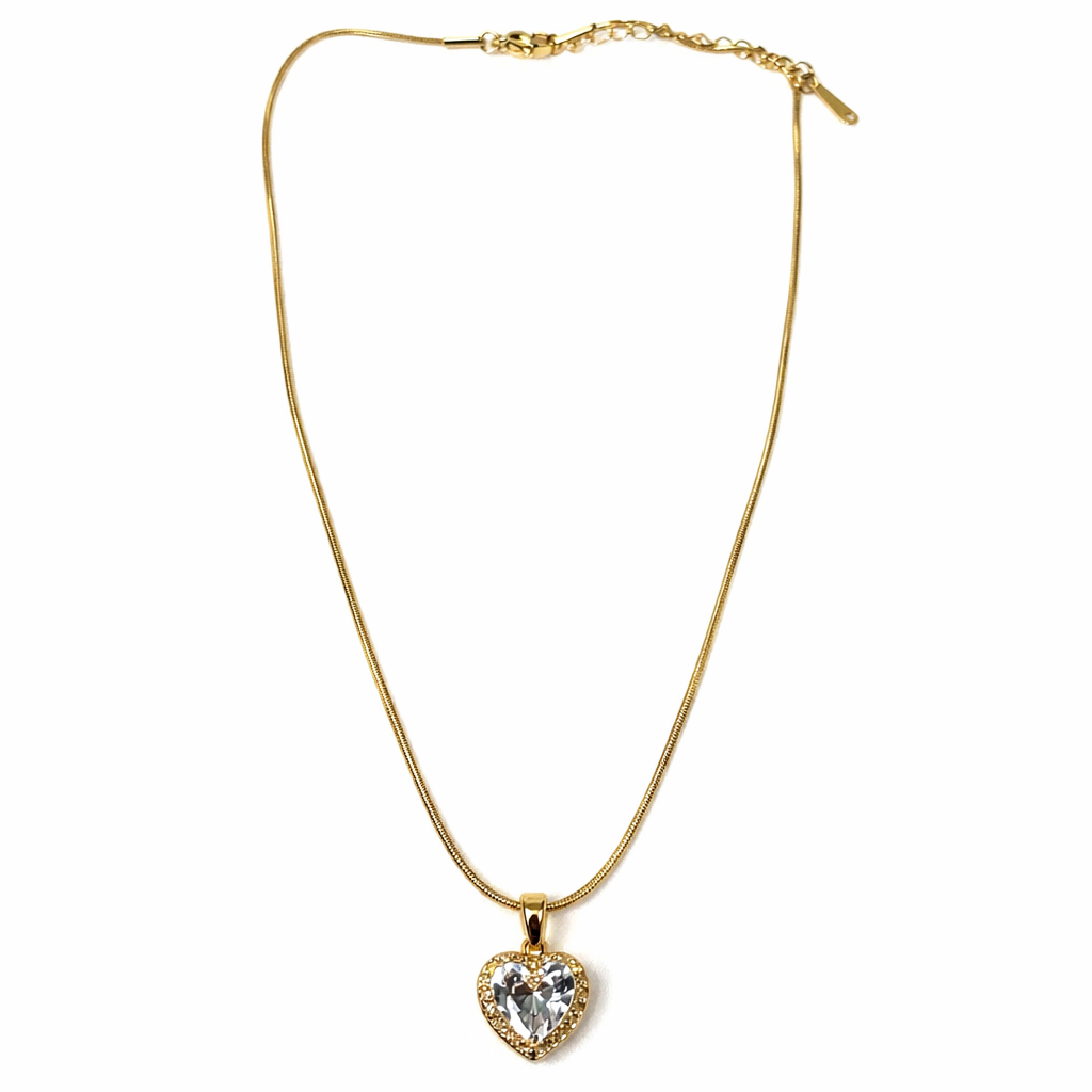 Solitaire Cubic Zirconia American Diamond Gold Plated Anti-Tarnish Necklace