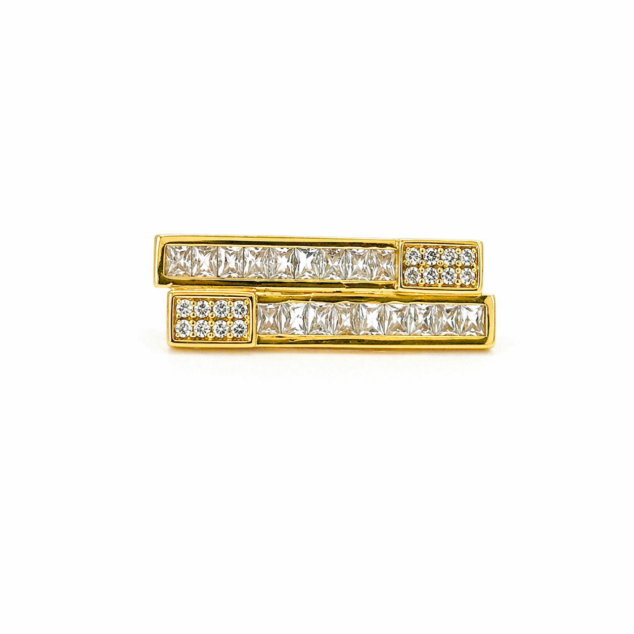 Asymmetric American Diamond Gold Plated Adjustable Ring