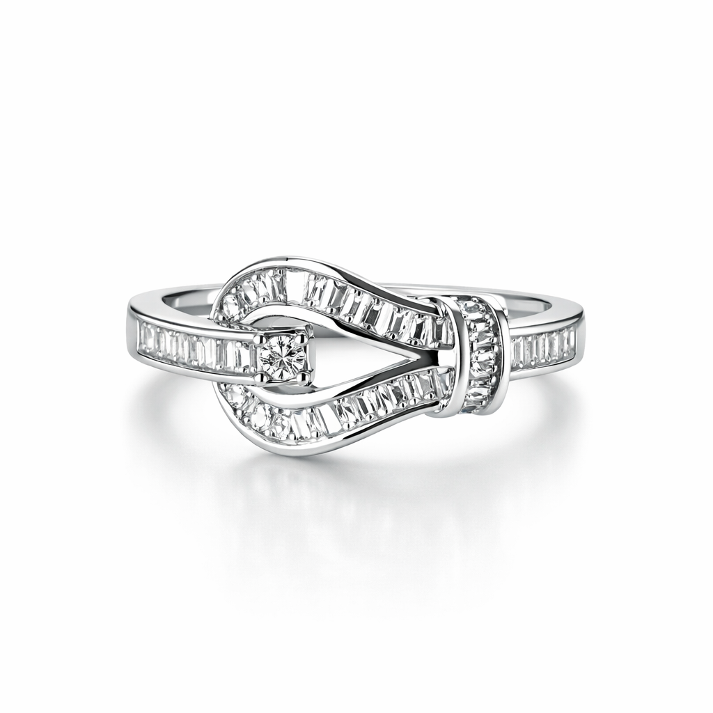Solitaire Cubic Zirconia American Diamond Silver Plated Adjustable Ring