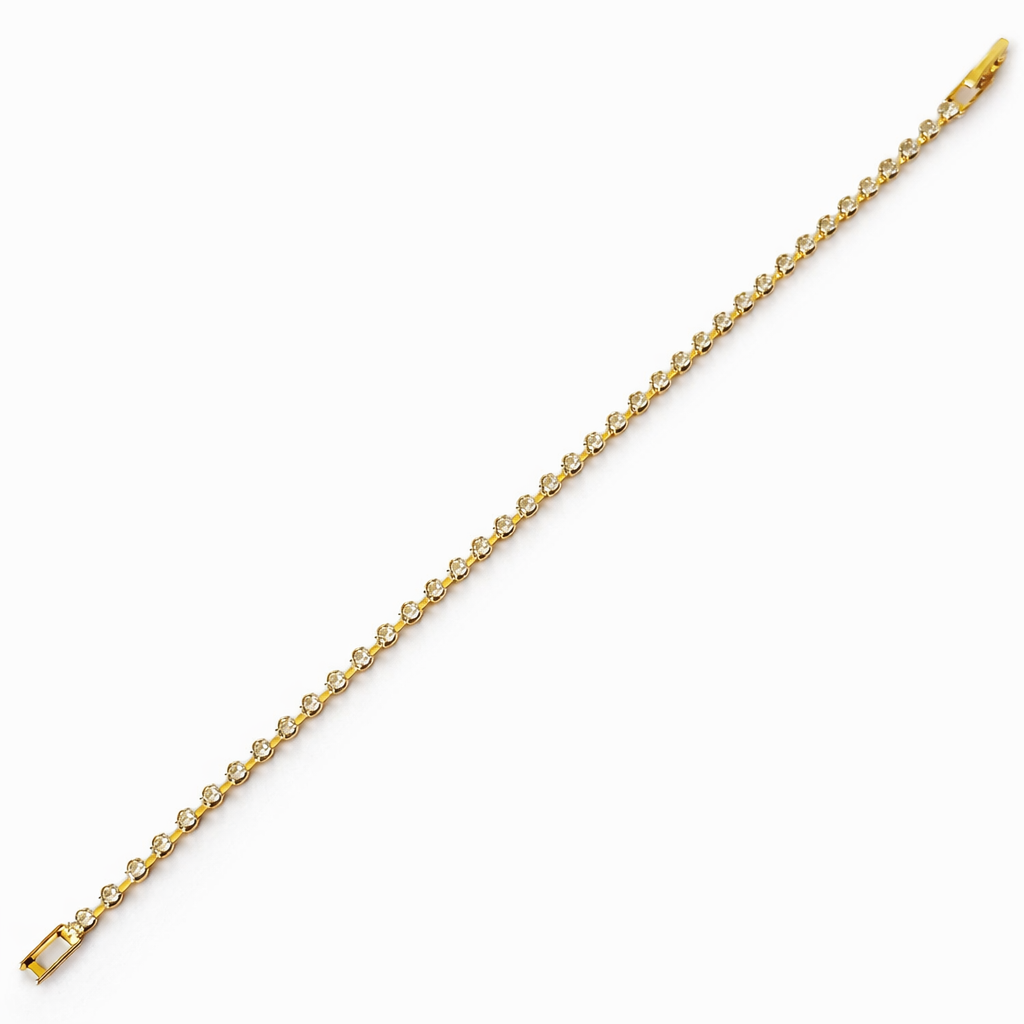 Solitaire Cubic Zirconia American Diamond Gold Plated Bracelet