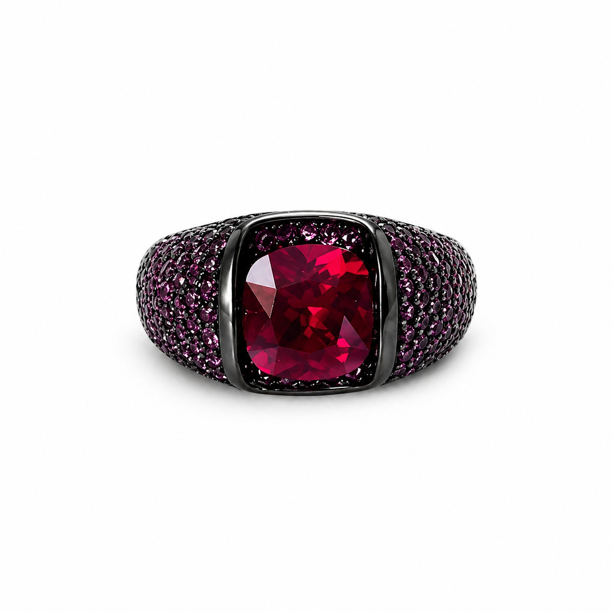 Ruby Cubic Zirconia Pink Ice Cut American Diamond Victorian Plated Adjustable Ring