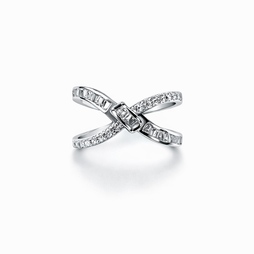 Solitaire Cubic Zirconia American Diamond Silver Plated Adjustable Ring