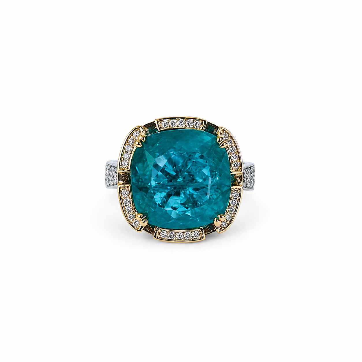 Sea Green Topaz Doublet Stone Zirconia Ice Cut American Diamond Gold/Silver Plated Adjustable Ring
