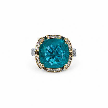 Sea Green Topaz Doublet Stone Zirconia Ice Cut American Diamond Gold/Silver Plated Adjustable Ring