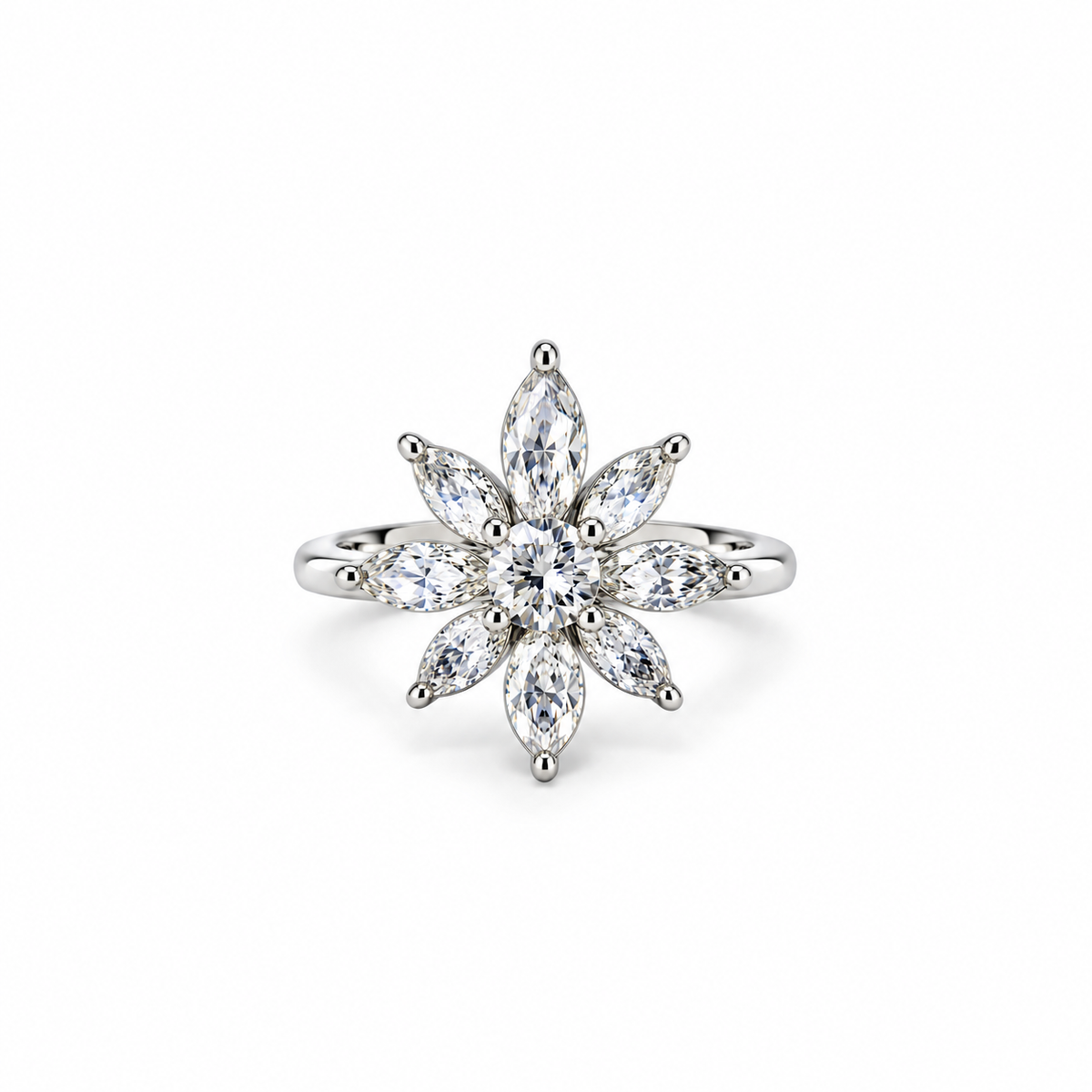 Solitaire Cubic Zirconia Ice Cut American Diamond Silver Plated Adjustable Ring