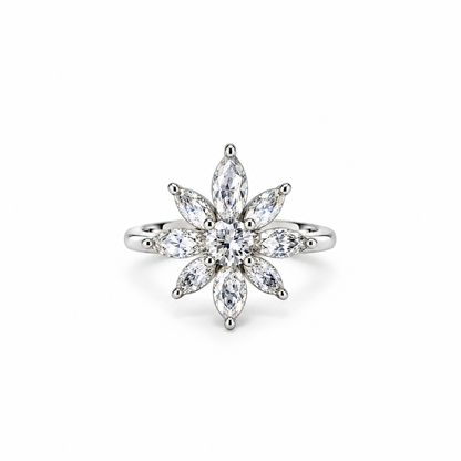 Solitaire Cubic Zirconia Ice Cut American Diamond Silver Plated Adjustable Ring