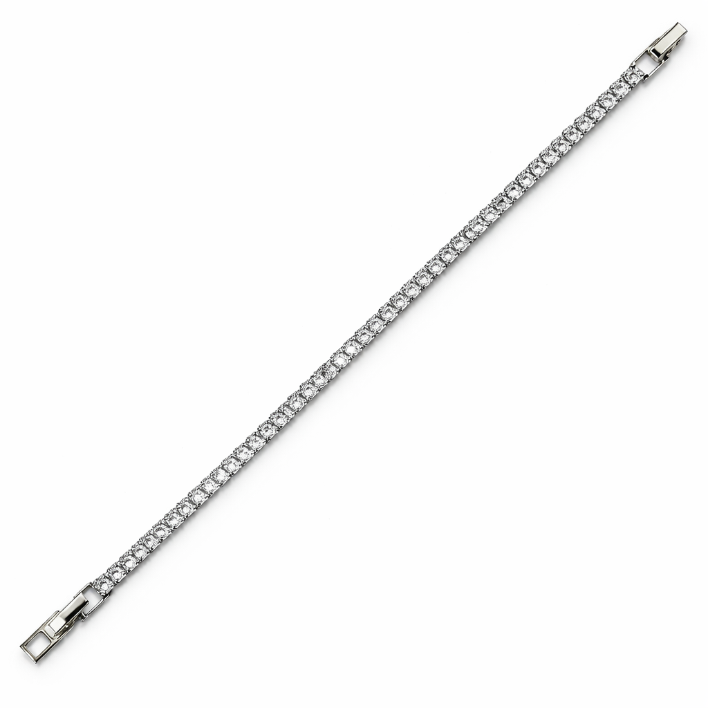 Solitaire Cubic Zirconia American Diamond Silver Plated Tennis Bracelet