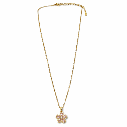 Pink Topaz Cubic Zirconia American Diamond Gold Plated Necklace