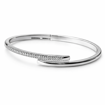 Solitaire Cubic Zirconia American Diamond Silver Plated Bangle Bracelet