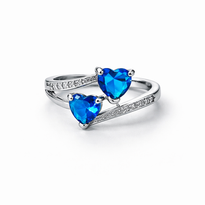 Blue Sapphire Cubic Zirconia American Diamond Silver Plated Adjustable Ring