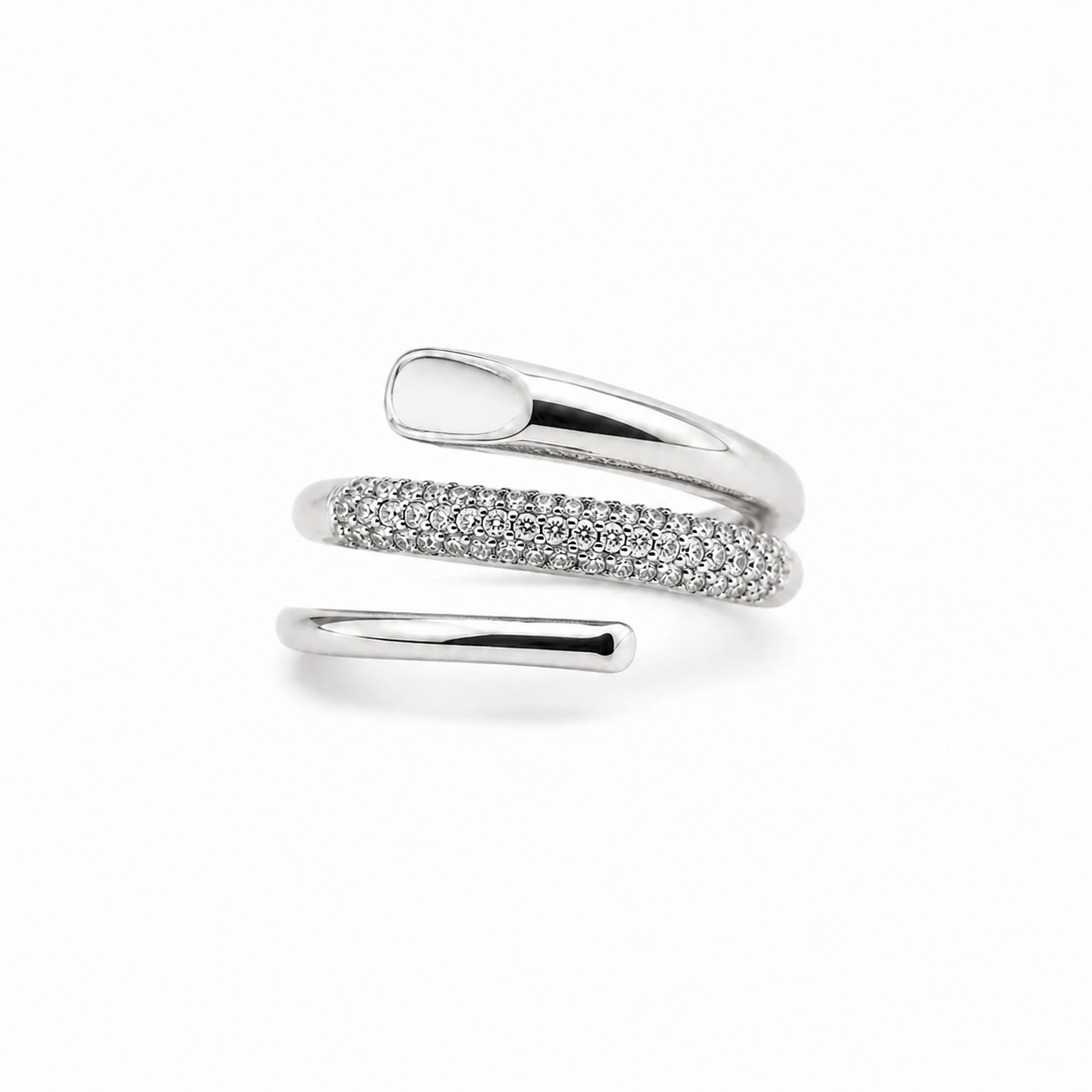 Solitaire Cubic Zirconia American Diamond Silver Plated Adjustable Ring