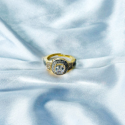 Solitaire Cubic Zircon American Diamond Gold/Silver Plated Adjustable Ring