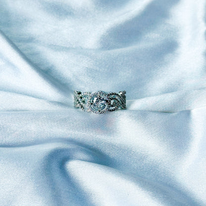 Solitaire Cubic Zircon American Diamond Silver Plated Adjustable Ring