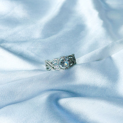 Solitaire Cubic Zircon American Diamond Silver Plated Adjustable Ring