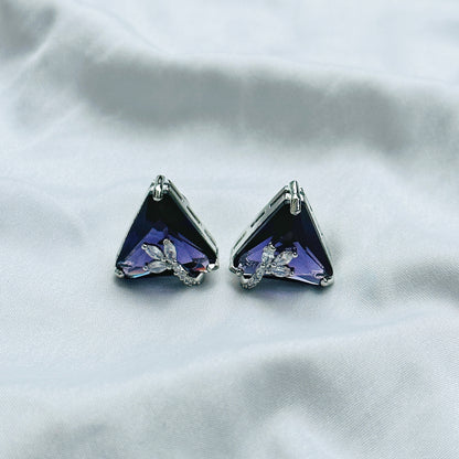 Deep Purple Amethyst Cubic Zircon American Diamond Silver Plated Pendant Set