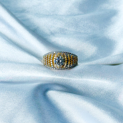 Solitaire Cubic Zircon American Diamond Gold/Silver Plated Adjustable Ring