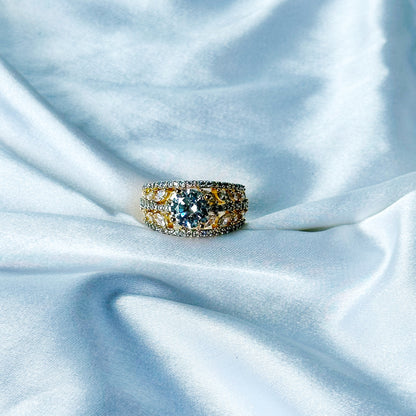 Solitaire Cubic Zircon American Diamond Gold/Silver Plated Adjustable Ring