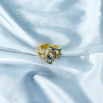 Solitaire Cubic Zircon American Diamond Gold/Silver Plated Adjustable Ring