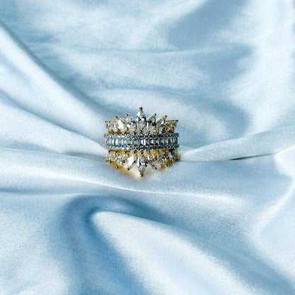 Solitaire Cubic Zircon American Diamond Gold/Silver Plated Adjustable Ring