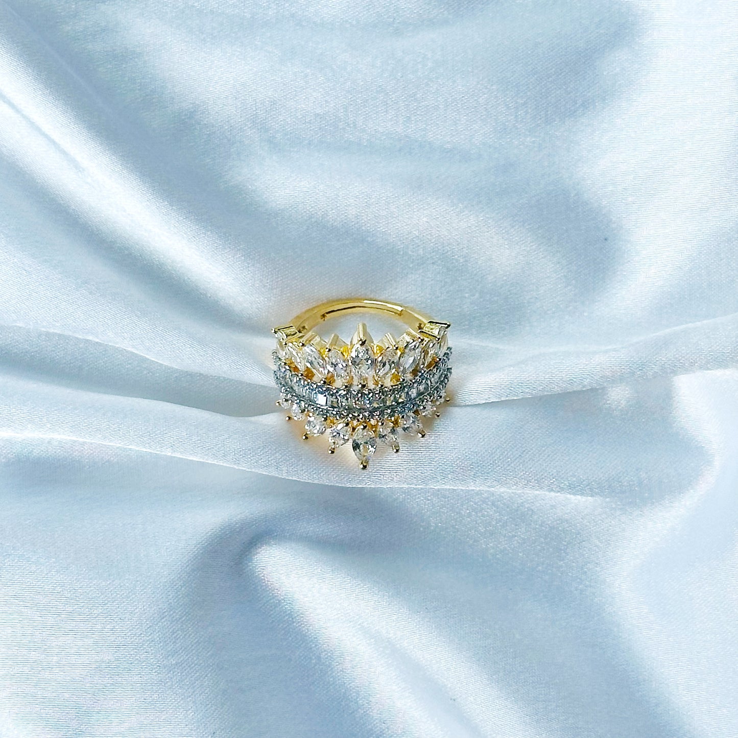 Solitaire Cubic Zircon American Diamond Gold/Silver Plated Adjustable Ring