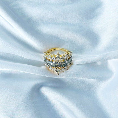 Solitaire Cubic Zircon American Diamond Gold/Silver Plated Adjustable Ring