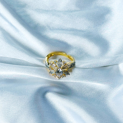 Solitaire Cubic Zircon American Diamond Gold/Silver Plated Adjustable Ring