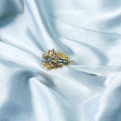 Solitaire Cubic Zircon American Diamond Gold/Silver Plated Adjustable Ring