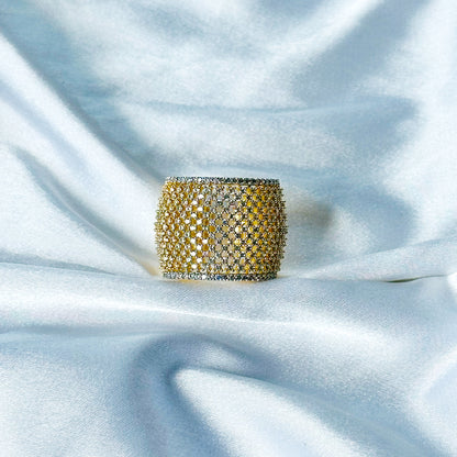 Solitaire Cubic Zircon American Diamond Gold/Silver Plated Adjustable Ring