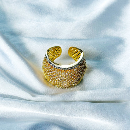 Solitaire Cubic Zircon American Diamond Gold/Silver Plated Adjustable Ring