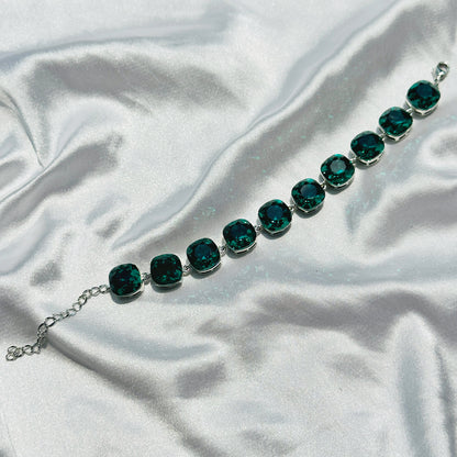 Green Swarovski Silver Bracelet