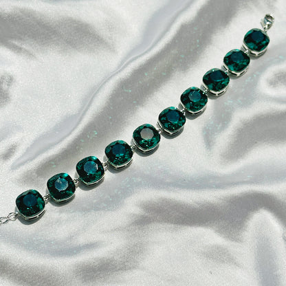 Green Swarovski Silver Bracelet