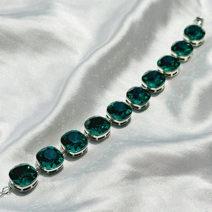 Green Swarovski Silver Bracelet