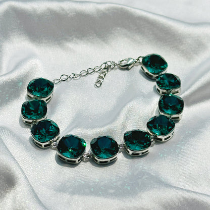 Green Swarovski Silver Bracelet